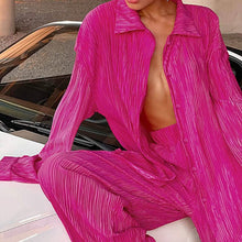 Load image into Gallery viewer, Women's Casual Long Sleeve Button Blouse Top Wide Leg Loose Streetwear Loungewear