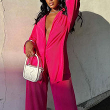 Load image into Gallery viewer, Women's Casual Long Sleeve Button Blouse Top Wide Leg Loose Streetwear Loungewear