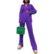 Load image into Gallery viewer, Women's Casual Long Sleeve Button Blouse Top Wide Leg Loose Streetwear Loungewear