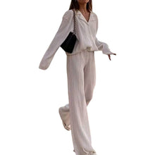 Load image into Gallery viewer, Women's Casual Long Sleeve Button Blouse Top Wide Leg Loose Streetwear Loungewear