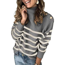 Load image into Gallery viewer, Women's Casual Long Sleeve Crewneck Patchwork Knit Sweater Top