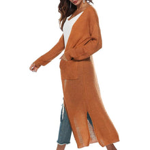Load image into Gallery viewer, Womens Casual Long Sleeve Split Open Cardigan Knit Long Cardigan Sweaters with Pockets
