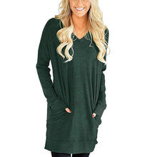 Load image into Gallery viewer, Womens Casual Long Sleeves Solid V-Neck Tunics Shirt Tops with Pockets