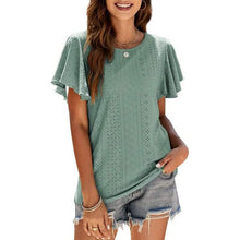 Load image into Gallery viewer, Womens Casual T-Shirts Summer Crew Neck Ruffle Sleeve Tees Tunic Tops