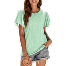 Load image into Gallery viewer, Womens Casual T-Shirts Summer Crew Neck Ruffle Sleeve Tees Tunic Tops