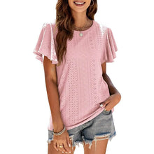 Load image into Gallery viewer, Womens Casual T-Shirts Summer Crew Neck Ruffle Sleeve Tees Tunic Tops