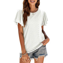 Load image into Gallery viewer, Womens Casual T-Shirts Summer Crew Neck Ruffle Sleeve Tees Tunic Tops