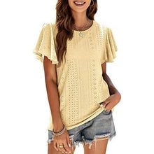 Load image into Gallery viewer, Womens Casual T-Shirts Summer Crew Neck Ruffle Sleeve Tees Tunic Tops