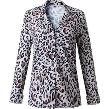 Load image into Gallery viewer, Womens Casual Tops V Neck Leopard Tunic Long Sleeve Button Down Shirts Top