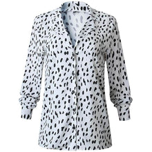 Load image into Gallery viewer, Womens Casual Tops V Neck Leopard Tunic Long Sleeve Button Down Shirts Top