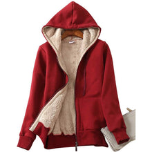 Load image into Gallery viewer, Women's Casual Winter Warm Sherpa Lined Zip Up Hooded Sweatshirt Jacket