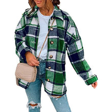 Load image into Gallery viewer, Women's Casual Woolen Long Sleeve Button Down Plaid Jacket