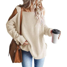 Load image into Gallery viewer, Women's Cold Shoulder Batwing Chunky Knitted Tunic Tops