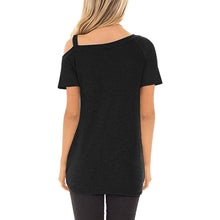 Load image into Gallery viewer, Women's Cold Shoulder Tops Summer Short Sleeve Casual Twist Knot Blouse T-Shirt
