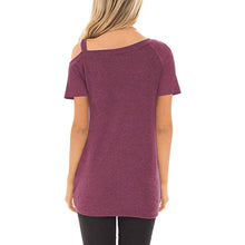 Load image into Gallery viewer, Women's Cold Shoulder Tops Summer Short Sleeve Casual Twist Knot Blouse T-Shirt