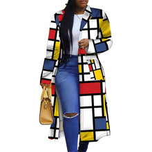 Load image into Gallery viewer, Women's Colored Geo Turn Down Collar Trench Coat