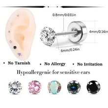 Load image into Gallery viewer, Women's Cubic Zirconia Surgical Stainless Steel Flat Back Earrings