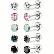 Load image into Gallery viewer, Women's Cubic Zirconia Surgical Stainless Steel Flat Back Earrings