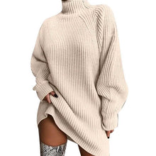 Load image into Gallery viewer, Women's Dress Sweater Dress Knitted Long Sleeve Loose Sweater Cardigans Turtleneck