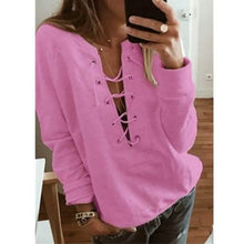 Load image into Gallery viewer, Women's Fashion Lace Up Deep V-neck Casual Long Sleeves