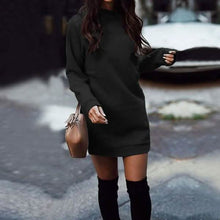 Load image into Gallery viewer, Women’s Fashion Solid Color Round Neck Cotton Pullover Dress