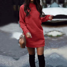 Load image into Gallery viewer, Women’s Fashion Solid Color Round Neck Cotton Pullover Dress