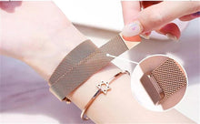 Load image into Gallery viewer, Womens Fashion Starry Sky Watches Magnet Buckle Mesh Belt Diamond Quartz Watch Women Dress Rose Gold Analog Watch Starry Sky Stainless Steel Quartz Ladies Magnetic Band Simple Fashion Gold Watches For Women