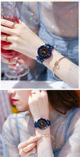 Load image into Gallery viewer, Womens Fashion Starry Sky Watches Magnet Buckle Mesh Belt Diamond Quartz Watch Women Dress Rose Gold Analog Watch Starry Sky Stainless Steel Quartz Ladies Magnetic Band Simple Fashion Gold Watches For Women