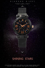 Load image into Gallery viewer, Womens Fashion Starry Sky Watches Magnet Buckle Mesh Belt Diamond Quartz Watch Women Dress Rose Gold Analog Watch Starry Sky Stainless Steel Quartz Ladies Magnetic Band Simple Fashion Gold Watches For Women