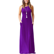 Load image into Gallery viewer, Women's Fashion Summer Sleeveless Racerback Loose Plain Maxi Dresses