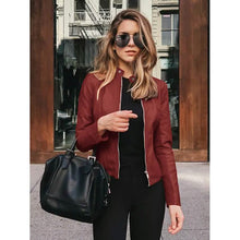 Load image into Gallery viewer, Women's Faux Leather Jacket