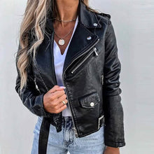 Load image into Gallery viewer, Women's Faux Modern Street Style Leather Jacket