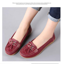 Load image into Gallery viewer, Womens Flats Summer Genuine Leather Shoes Low Heels Slip On Casual Flat Shoes Women's Espadrilles Casual Shoes Spring Comfortable Strong Design