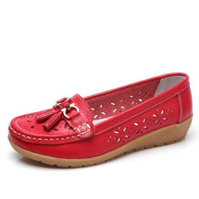 Load image into Gallery viewer, Womens Flats Summer Genuine Leather Shoes Low Heels Slip On Casual Flat Shoes Women's Espadrilles Casual Shoes Spring Comfortable Strong Design