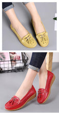 Load image into Gallery viewer, Womens Flats Summer Genuine Leather Shoes Low Heels Slip On Casual Flat Shoes Women's Espadrilles Casual Shoes Spring Comfortable Strong Design