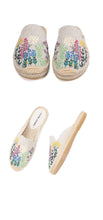 Load image into Gallery viewer, Womens Flip Flops Slippers Real Hemp Summer Rubber Floral Slides Woman Shoes Comfy House Shoes Indoor Outdoor Cozy Womens Slipper Hard Sole Orthopedic Hemp Linen Slides Slippers