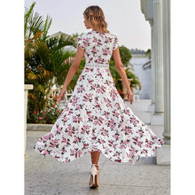 Load image into Gallery viewer, Women's Full Body Floral Print High Low Hem A-Line Dress