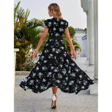 Load image into Gallery viewer, Women's Full Body Floral Print High Low Hem A-Line Dress