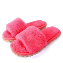 Load image into Gallery viewer, Womens Fur Slippers Winter Shoes Home Slippers Plush Women Indoor Warm Fluffy Cotton Shoes Women's Fuzzy House Memory Foam Slippers Furry Faux Fur Lined Bedroom Shoes