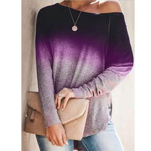 Load image into Gallery viewer, Womens Gradient Color O-neck Long Sleeves