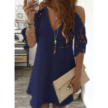 Load image into Gallery viewer, Women's Half Sleeve Solid Cutout Shift Dress