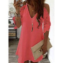 Load image into Gallery viewer, Women's Half Sleeve Solid Cutout Shift Dress