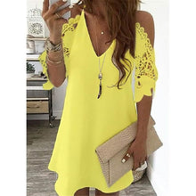 Load image into Gallery viewer, Women's Half Sleeve Solid Cutout Shift Dress