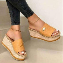 Load image into Gallery viewer, Womens High Heels Sandal Thick Bottom Casual Summer Sandals Woman Platform Casual Flip Flops Summer Beach Sandals Elegant Slippers High Heel Platform Sandals