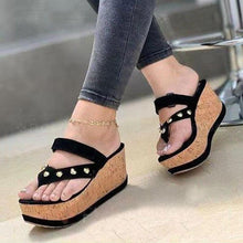 Load image into Gallery viewer, Womens High Heels Sandal Thick Bottom Casual Summer Sandals Woman Platform Casual Flip Flops Summer Beach Sandals Elegant Slippers High Heel Platform Sandals