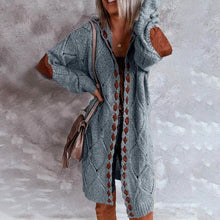 Load image into Gallery viewer, Women's Knitted Color Block Hooded Cardigan Sweater