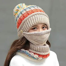 Load image into Gallery viewer, Women's Knitted Hat Scarf Mask Set