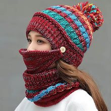 Load image into Gallery viewer, Women's Knitted Hat Scarf Mask Set