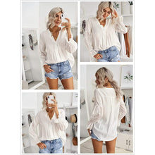 Load image into Gallery viewer, Women's Lace Crochet V-Neck Top