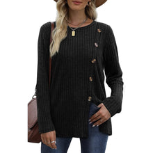 Load image into Gallery viewer, Women's Long Sleeve Crew Neck Tunic Tops Buttons Side